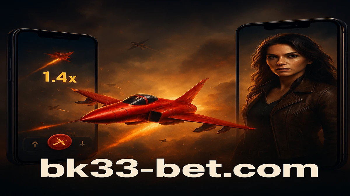 BK33 Aviator গেমটি একাধিক স্মার্টফোন স্ক্রিনে প্রদর্শিত হচ্ছে, যেখানে উড়ন্ত লাল বিমান এবং পাইলট জ্যাকেট পরা এক নারী চরিত্র দৃশ্যমান।